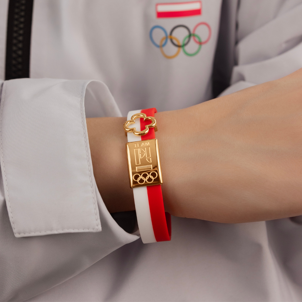 Amulet Olimpijski z koniczyną i blaszką TEAM PL, 20 cm