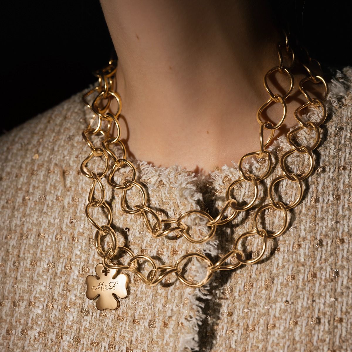 Body Chain No.1 z koniczyną pozłacany