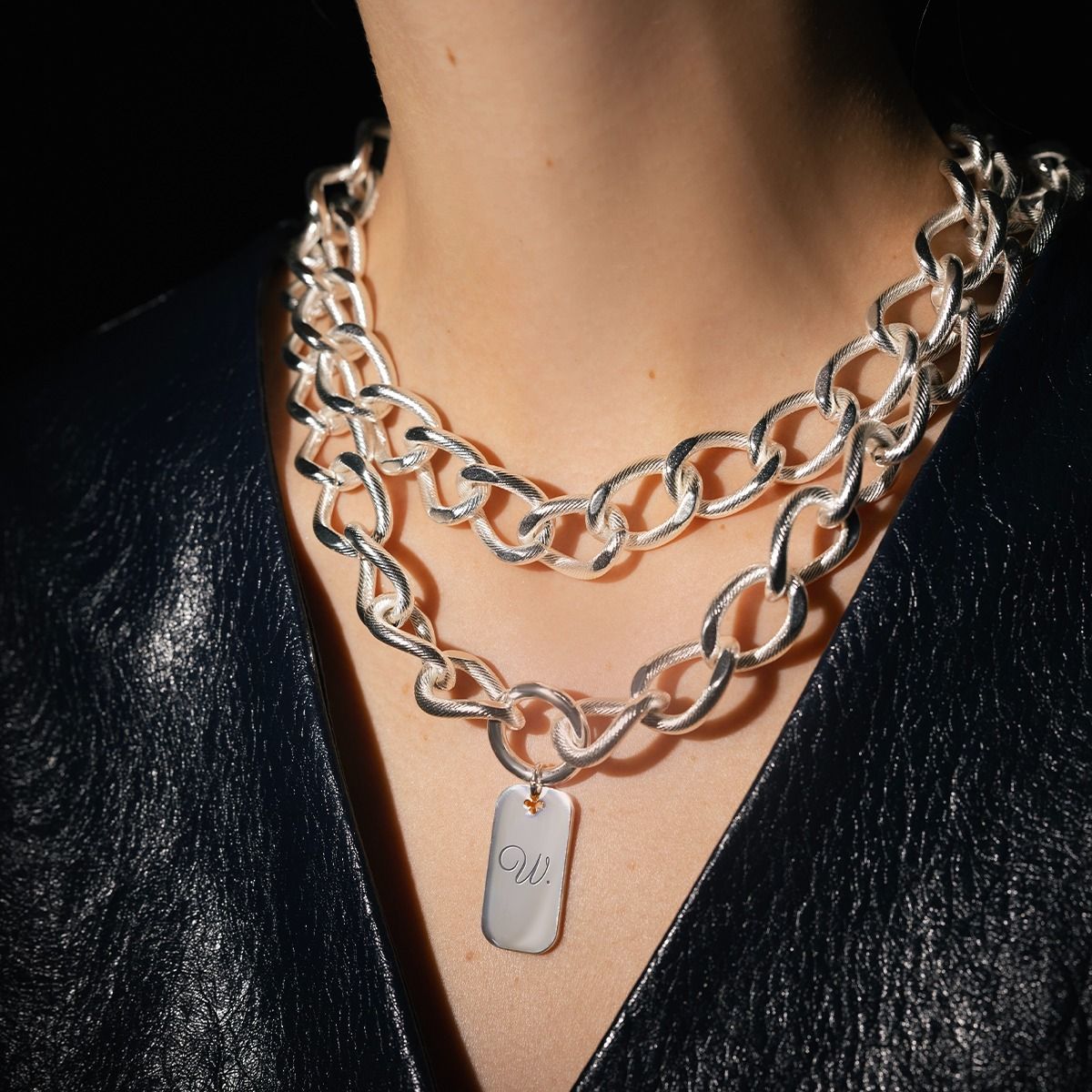 Body Chain No.2 z Nieśmiertelnikiem posrebrzany