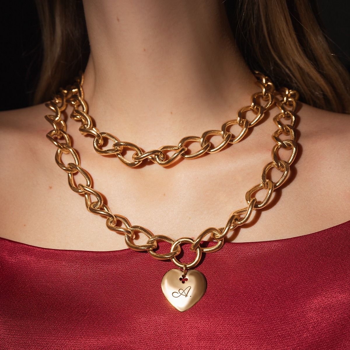 Body Chain No.2 z sercem pozłacany