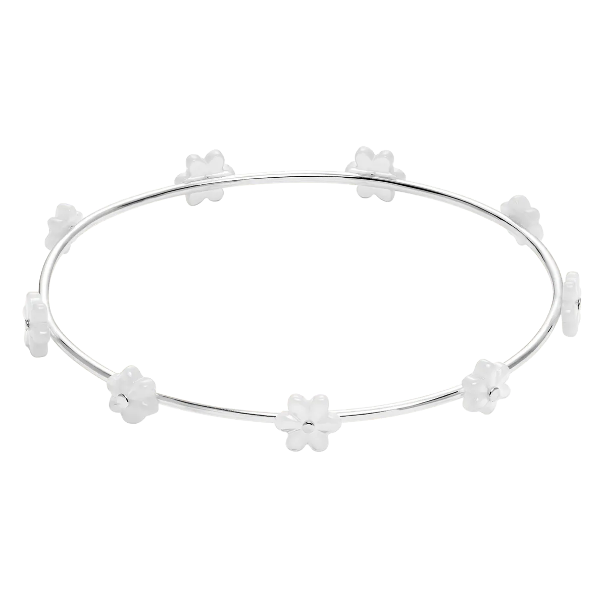 Bransoletka Flowers 65 mm srebrna z niezapominajkami z masy perłowej 
