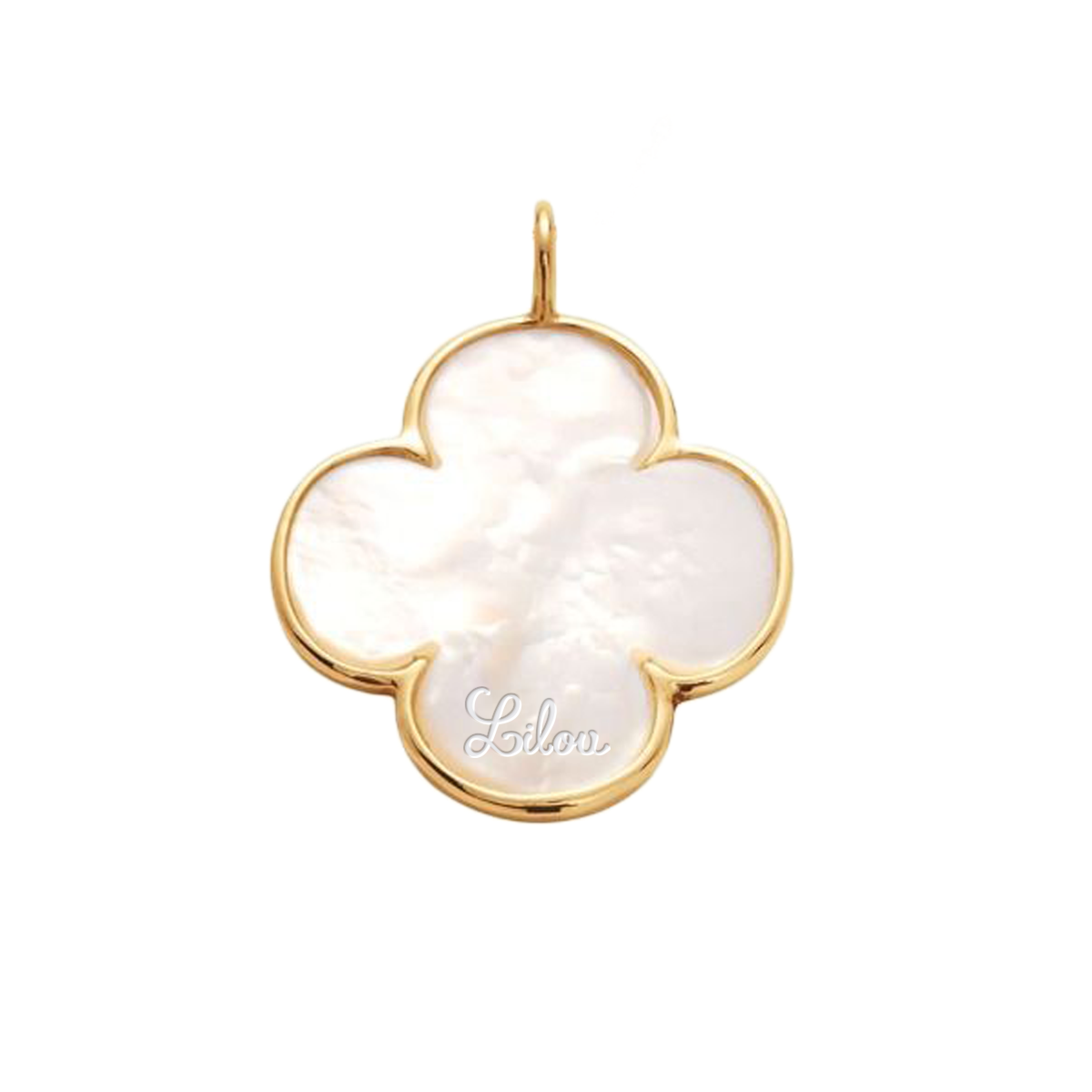 Mother-of-pearl round clover set in a 585 gold frame 1.5 cm