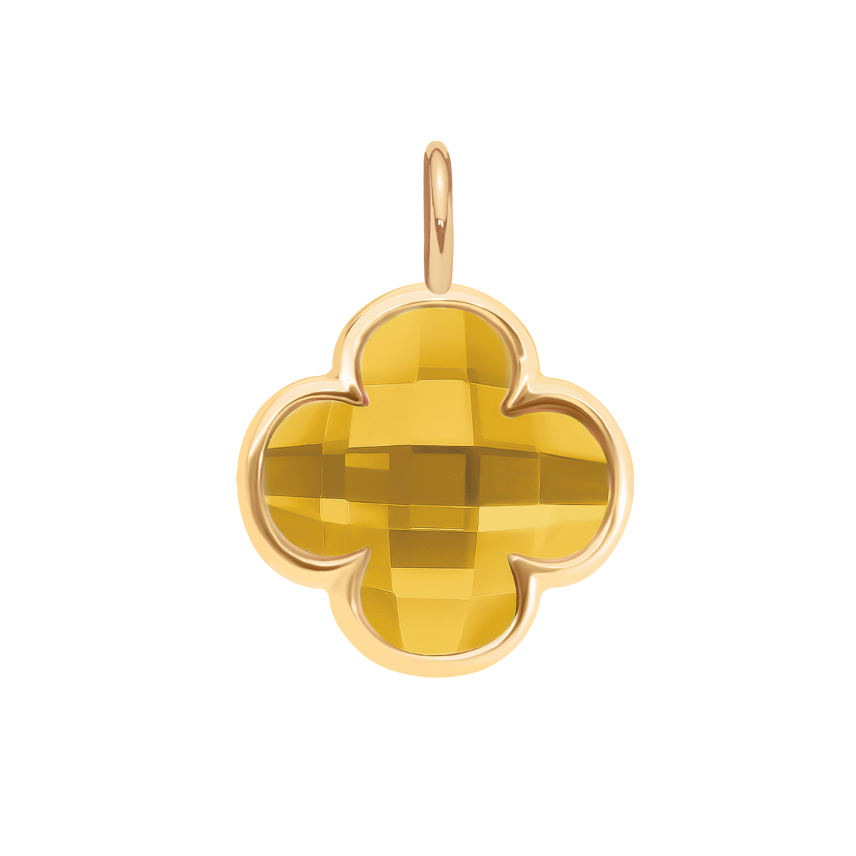 Zawieszka Mini Icons koniczyna z bursztynowym kryształem pozłacana