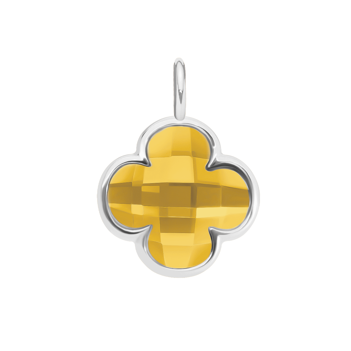 Zawieszka Mini Icons koniczyna z bursztynowym kryształem posrebrzana