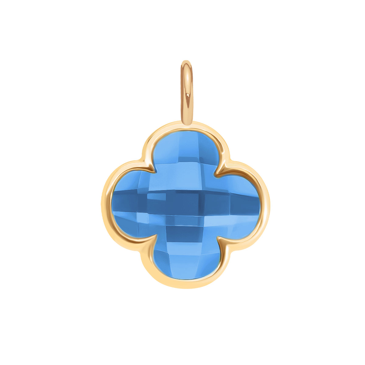 Zawieszka Mini Icons koniczyna z niebieskim kryształem pozłacana